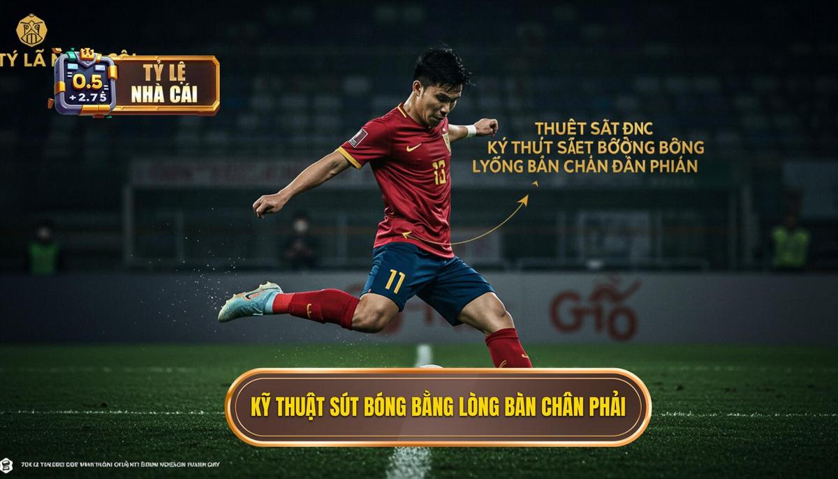 Kỹ thuật sút bóng bằng lòng bàn chân phải 